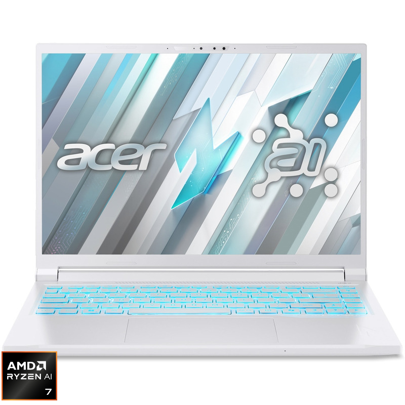 Laptop Acer Gaming 14.5'' Nitro V14 ANV14-62, WUXGA IPS 120Hz, Procesor AMD Ryzen™ Al 7 350 (16M Cache, up to 5.0 GHz), 16GB DDR5, 1TB SSD, GeForce RTX 5050 8GB, No OS, Pearl White