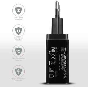 AXAGON ACU-PD22, 1x USB-C, PD 22W, Black