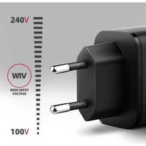 AXAGON ACU-PQ67D, 1x USB-C, 1x USB, PD/QC 67W, GaN, Display, Grey