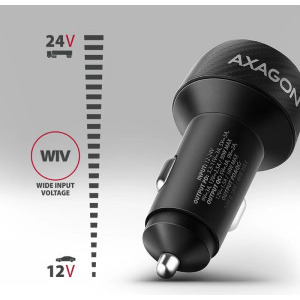 AXAGON PWC-PQ48, 1x USB-C, 1x USB, 48W, PD3.0 & QC4+, Black