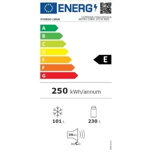 Studio Casa CNFR373ERED, 330 L, Clasa E, No Frost, Control mecanic, 190 cm, Rosu