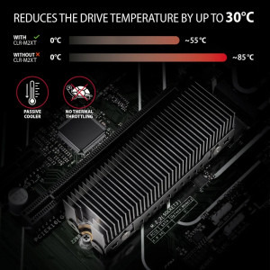 AXAGON Cooler Pasiv CLR-M2XT, Pentru M.2 SSD 80mm, Aluminiu, paduri termice incluse, inaltime 24mm