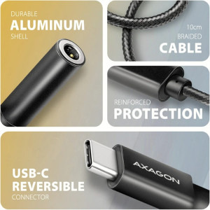 AXAGON ADA-HC, 1x USB-C Male - 1x Jack 3.5 mm Female, negru