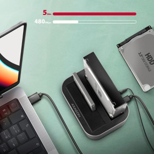 AXAGON ADSA-DC Dual Clone USB-C 3.2 Gen 1 Silver