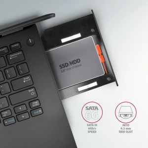 AXAGON HDD/SSD RSS-CD09, pentru unitati optice de tipul 9.5 mm