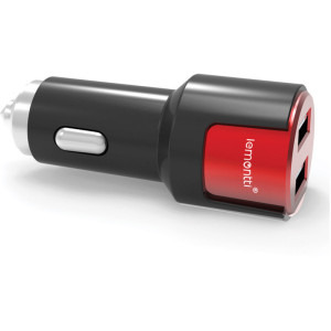 Lemontti 2x USB, 18W, Black/Red + cablu USB-C