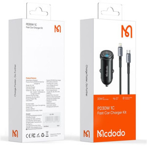 Mcdodo 1x USB-C Fast Charging PD, 30W, Black + cablu USB-C la Lightning