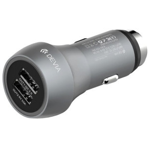 Devia 2x USB, QC 3.0, Silver Emergency Hammer