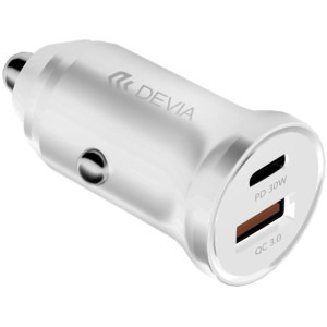 Devia 1x USB-C PD 30W, 1x USB-A QC 3.0, White