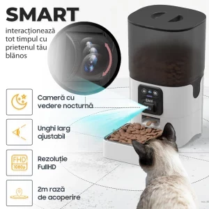 iHunt Dozator automat de hrana pentru animale Smart Pet Feeder Alb