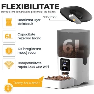 iHunt Dozator automat de hrana pentru animale Smart Pet Feeder Alb