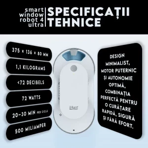 iHunt pentru geamuri Window 4 Ultra, 500 mAh, 2500Pa, Alb