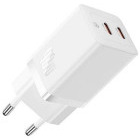 Incarcator retea Baseus GaN5 Pro, 2x USB-C, Quick Charge 40W, White
