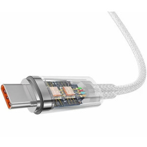 Baseus Explorer, USB Male la USB-C Male, 100W 2 m, Quick Charge, White, amperaj maxim suportat 6A