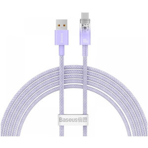 Cablu de date / adaptor Baseus Explorer, USB Male la USB-C Male, 100W 2 m, Quick Charge, Purple, amperaj maxim suportat 6A