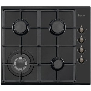 Plita incorporabila Fram FBH-V4IWF-RBK, Gaz, 4 arzatoare, Aprindere electrica integrata, Sistem de siguranta, Wok, 60 cm, Negru