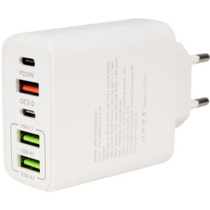 Incarcator retea Spacer SPAR-CINQUEQ-01, 2x USB-C, 3x USB, Quick Charge 37 W, White