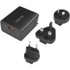 Incarcator retea Logilink PA0188, 1x USB, Quick Charge 18 W, Black + Adaptor US / AU / UK inclus