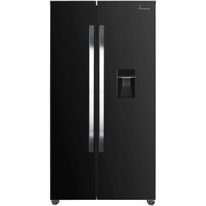 Frigider Side By Side Fram FSBS-HM440NFBKWDE++, 439 L, Clasa E, Full No Frost, Inverter, Dozator apa, Control electronic, 177 cm, Negru
