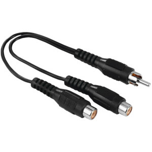 Cablu audio Hama 1x RCA Male - 2x RCA Female, Negru