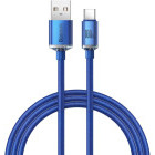 Cablu de date / adaptor Baseus Crystal Shine, USB Male la USB-C Male, 100 W, 1.2 m, Blue