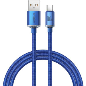 Cablu de date / adaptor Baseus Crystal Shine, USB Male la USB-C Male, 100 W, 2 m, Blue