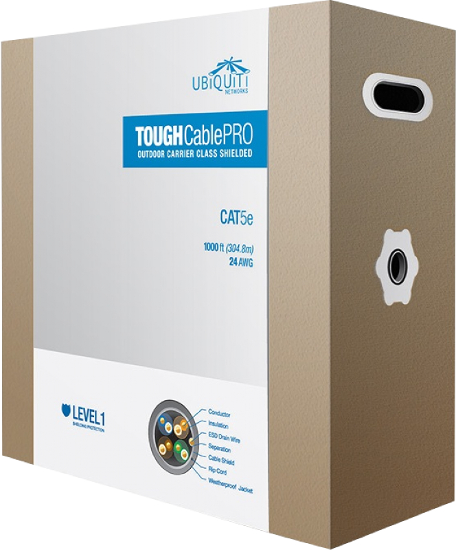 Cablu retea Ubiquiti Tough Pro CAT5e, 24 AWG, Outdoor Shielded, 305m, Gray
