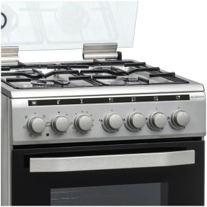 Heinner HFSC-V60LITGC-SL, Mixt, 4 arzatoare gaz, Dispozitiv de siguranta, Aprindere electrica, Cuptor electric, Timer, Grill, Clasa A, 50 cm, Argintiu