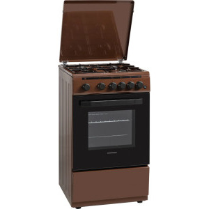 Heinner HFSC-V50LITBRW, 4 arzatoare, Gaz, Aprindere electrica, Timer, 50 cm, Maro