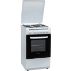 Aragaz Heinner HFSC-V60LITGWH, Gaz, 4 arzatoare, Aprindere electrica, Dispozitiv siguranta, Timer, Grill, 50 cm, Alb