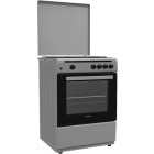Aragaz Heinner HFSC-V60SL, 4 arzatoare, Gaz, Aprindere electrica, Dispozitiv de siguranta, 60 cm, Argintiu