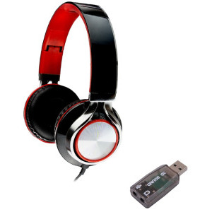 Casti Spacer On-Ear, SPHS-SILVER-USB Black-Red