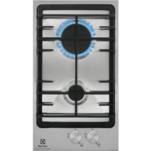 Plita incorporabila Electrolux EGG3322NVX, Gaz, 2 arzatoare, Aprindere electrica integrata, Gratare fonta, 30 cm, Inox