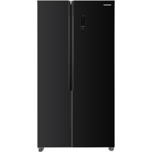 Frigider Side By Side Heinner HSBS-HM442NFGBKE++, 442 L, Clasa E, Full No Frost, Inverter, Touch Control, Display LED, 177 cm, Negru