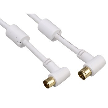 Cablu video Hama Antena Coaxial Male - Coaxial Female, 95db, conector 90 grade, 1.5m, alb