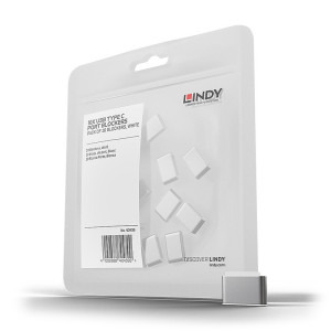 LINDY Dispozitiv blocare port USB tip C, 10 bucati (fara cheie), alb