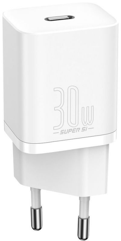 Incarcator retea Baseus CCSUP-J02, Super Si 1C Quick Charge 30W, 1x USB-C, White