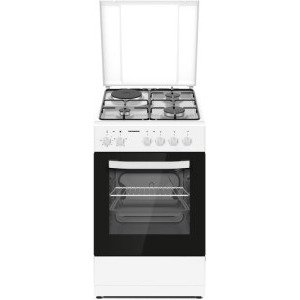 Aragaz Heinner HFSC-S56E1HSWH, 3 arzatoare, 1 zone de gatit, Mixt, Dispozitiv de siguranta, Grill, 50 cm, Alb