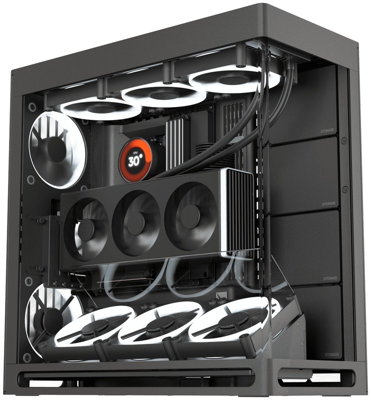 Carcasa HS 420 VGPU Midi-Tower E-ATX Tempered Glass Negru - imagine 2