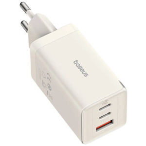 Baseus GaN5 Pro, 2x USB-C, 1x USB, Quick Charge 65 W, White + Cablu USB-C inclus