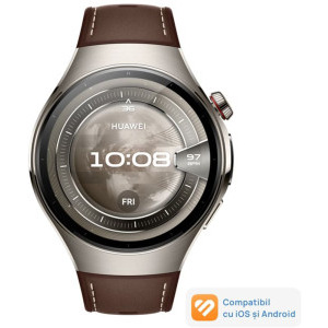 Huawei Watch 5, 46mm Aerospace-Grade Titanium, curea Dark Brown