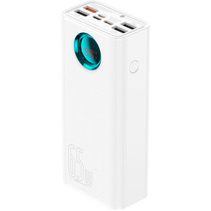 Baseus Amblight, 26800 mAh, 4x USB, 1x USB-C, 65 W, Display, White + Cablu USB-C inclus, posibilitate incarcare laptop