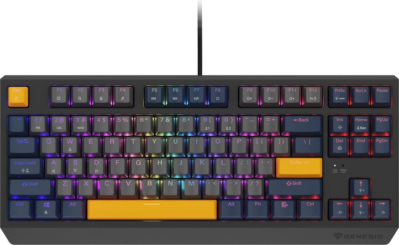 Tastatura Gaming Genesis Thor 230 TKL RGB, Outemu Panda Switch, Mecanica, Blue