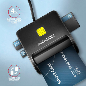 AXAGON Cititor electronic carti de identitate CRE-SM3SD, USB 2.0