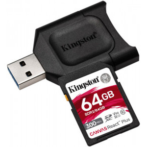 Kingston SDXC UHS-II U3 Canvas React PLUS 64GB Clasa 10 + cititor USB
