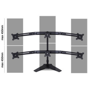 Multibrackets pentru 6 monitoare, 15 - 24 inch, negru