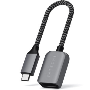 Satechi 1x USB Tip C Male - 1x USB 3.0 Tip A Female, 0.1 m, gri-negru