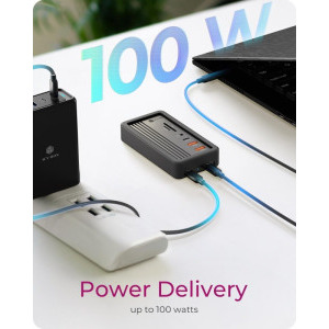 Icy Box Docking Station IB-DK4072M-CU31, USB-C, 10-in-1, M.2 NVMe SSD bay, incarcare 100W, redare 4K, Gigabit LAN, + Cablu USB-C