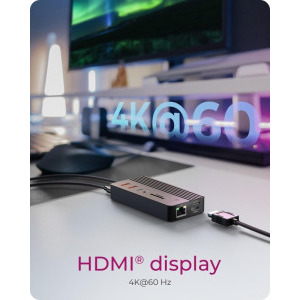 Icy Box Docking Station IB-DK4072M-CU31, USB-C, 10-in-1, M.2 NVMe SSD bay, incarcare 100W, redare 4K, Gigabit LAN, + Cablu USB-C