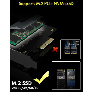 Icy Box IB-PCI208-HS 1x PCI-E x4 Male - 1x M.2 PCI-E SSD, negru